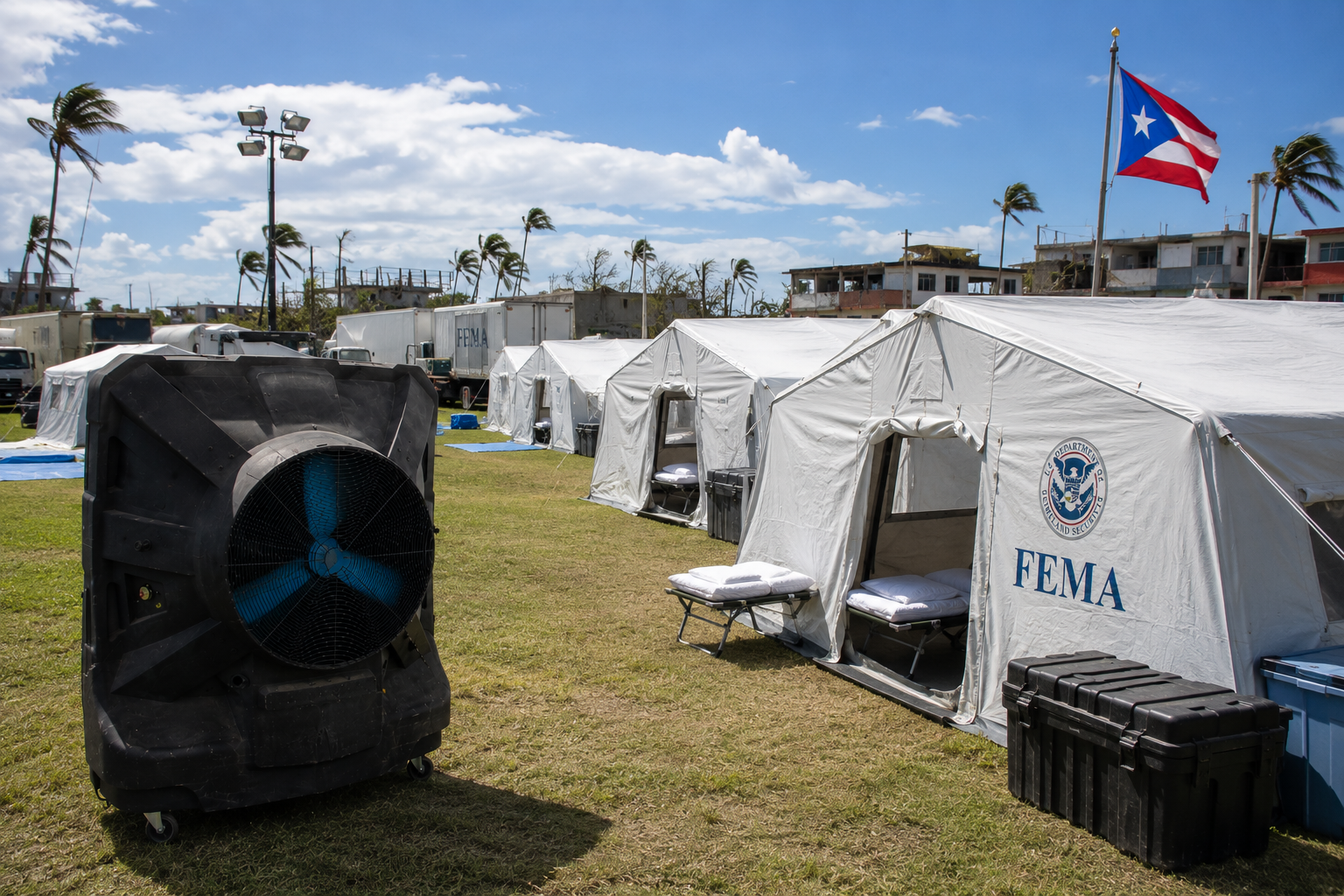 Portacool apoyando una instalación de evento en Puerto Rico
